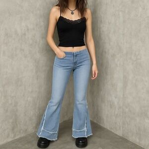 Vintage Y2K London Jean Low Rise Flare Raw Hem Jeans Womens 2 Hong‎ Kong